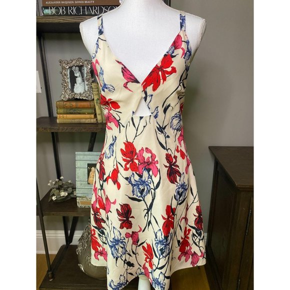 Thakoon Dresses & Skirts - Thakoon 100% Silk Iris Print Cutout Mini Dress Ivory Red Floral Women's Size 4